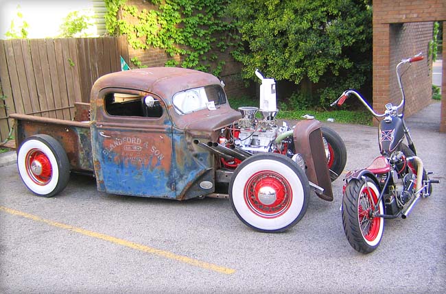 Rockabilly Mayhem Old Truck and Chopper